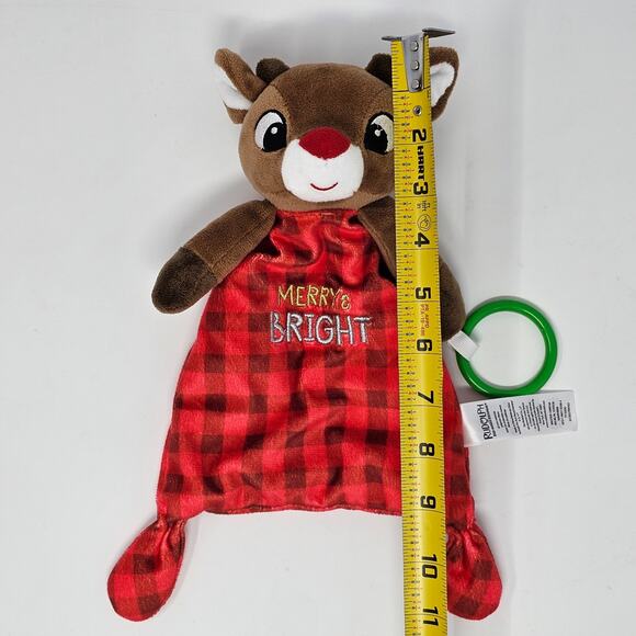 Christmas Baby Lovey Rudolph Reindeer Comfort Clutch Security Blanket Embroidery - Picture 5 of 9